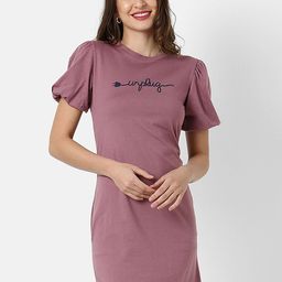 Campus Sutra Rose Printed Cotton T-shirt Dress-image-53
