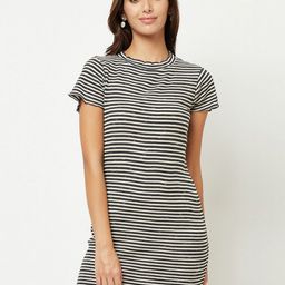 HOUSE OF S Black Striped T-shirt Dress-image-43
