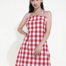 LULU & SKY Checked Shoulder Straps A-Line Dress-picture-15