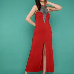 LULU & SKY Halter Neck Embellished Detail Maxi Dress-image-21