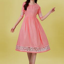 Kinjo Knee Length Fit & Flare Dress-image-36