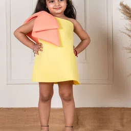 Li'l Angels Scuba One Shoulder Bow A-Line Dress-picture-27