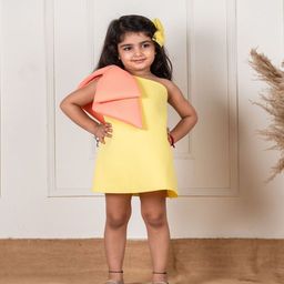Li'l Angels Scuba One Shoulder Bow A-Line Dress-20