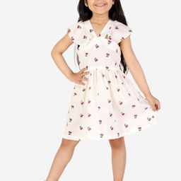 White Dahlia Girls White & Red Printed Dress-24