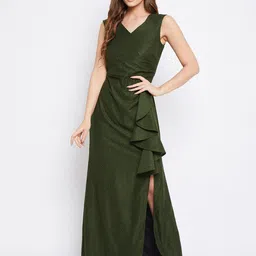 Imfashini Olive Green Lace Maxi Dress-picture-21