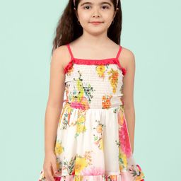 Naughty Ninos Girls  Floral Shoulder Strap Ruffle Mini Dress-image-91