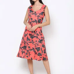 DRIRO Women Floral Printed A-Line Midi Dress-image-46