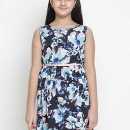Oxolloxo Blue & Pink Floral Satin Dress-picture-49