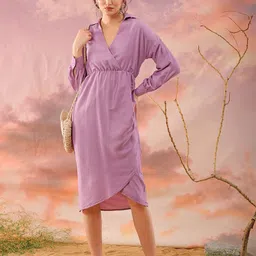 Freehand by The Indian Garage Co Women Knee Length Wrap Dress-image-42