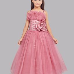 Pink Chick Ruffled Net Fit & Flare Maxi Dress-picture-3