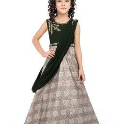 BETTY Girls Embellished Jacquard Maxi Dress With Attached Dupatta-image-51