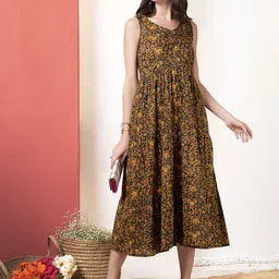 Anouk Women Ethnic Motifs Printed Cotton Fit & Flare Midi Dress-49
