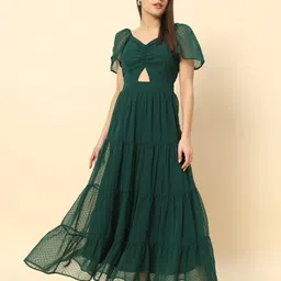 Chemistry Self Design Georgette Fit & Flare Maxi Dress-picture-10