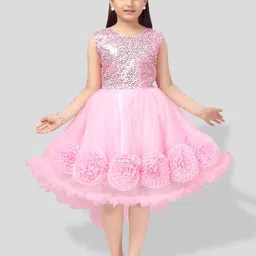 BAESD Girls Net Sequinned Fit & Flare Dress-image-42