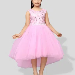 BAESD Girls Floral Print Net Fit & Flare Midi Dress-image-64