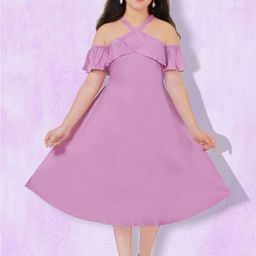 KAARIGARI Cold-Shoulder Fit & Flare Midi Dress-image-19