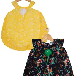 Creative Kids Girls Pack Of 2 Floral Print Round Neck Fit & Flare Midi Dress-image-51