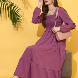 SHEETAL Associates Smocked Fit & Flare Midi Dress-picture-53