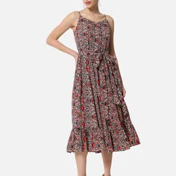 ALL WAYS YOU Floral Printed Fit & Flare Midi Dress With Belt-image-73