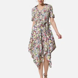 ALL WAYS YOU Floral Printed Cut-Out Fit & Flare Midi Dress With Belt-image-47