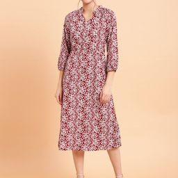 MINT STREET Floral Print Crepe Fit & Flare Midi Dress-image-64