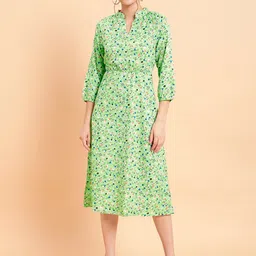 MINT STREET Floral Printed Crepe Fit & Flare Midi Dress-picture-39