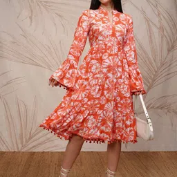 Vishudh Women Abstract Printed Fit & Flare Midi Dress-image-44