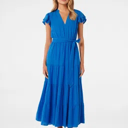 Forever New Flutter Sleeves Fit & Flare Midi Dress-image-14