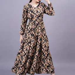 JC4U V-Neck Tropical Print Maxi Dress-image-74