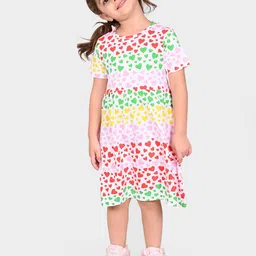 BONKIDS Girls Conversational Printed Cotton Fit & Flare Dress-image-29