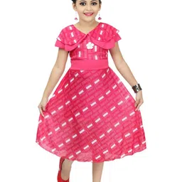BAESD Girls Geometric Printed Fit & Flare Midi Dress-picture-21