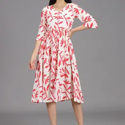 HAY Floral Printed V-Neck Fit & Flare Midi Dress-picture-38