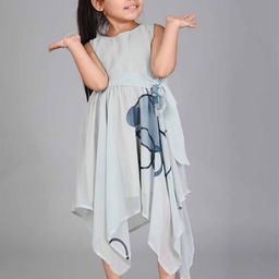 Creative Kids Girls Geometric Printed Tie Ups Fit & Flare Dress With Belt-picture-33
