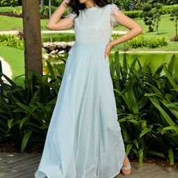 AKS Couture Self Design Sequinned A-Line Maxi Ethnic Dress-image-42