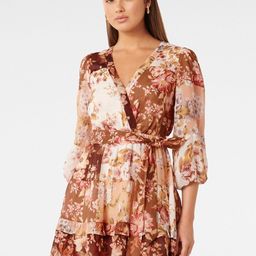 Forever New Women Floral Print Puff Sleeve Wrap Mini Dress-image-3