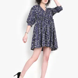 putsum Floral Printed Ruffled Fit & Flare Mini Dress-image-12