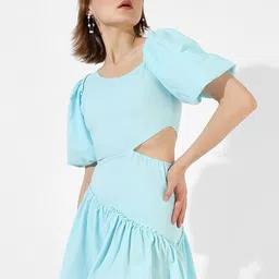 Campus Sutra Fit & Flare Cotton Mini Dress-image-64