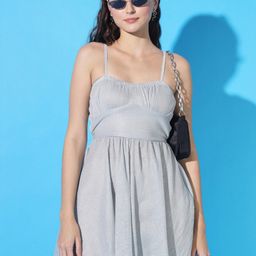 BAESD Self Design Organic Cotton Velvet Cut Out Fit & Flare Mini Dress-62