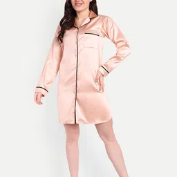 So What Lapel Collar Long Sleeves Nightdress-image-24