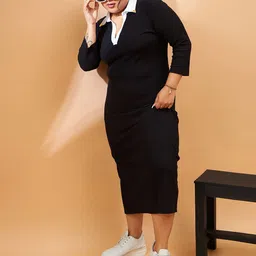 SASSAFRAS Curve Plus Size Sheath Midi Dress image 1