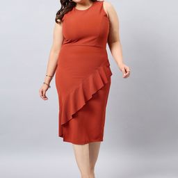 Orchid Blues Plus Size Round Neck Sleeveless Ruffled Bodycon Midi Dress-picture-20