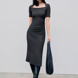 StyleCast x Revolte Square Neck Short Sleeves Sheath Midi Dress-picture-9