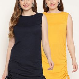 Miaz Lifestyle Navy Blue Scuba Sheath Mini Dress-image-45