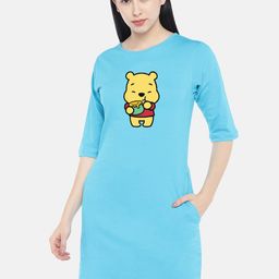 STATUS MANTRA Graphic Printed Cotton T-shirt Dress-image-94
