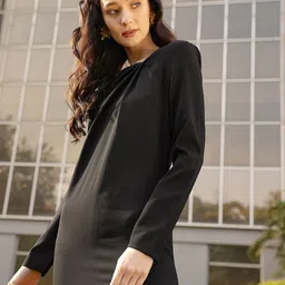 MANGO Black Twisted Sheath Mini Dress-image-89