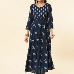 NAYRAH Ethnic Motifs Printed Round Neck Fit & Flare Maxi Dress-27