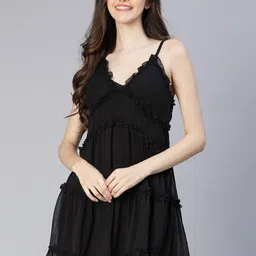Oxolloxo Women Black Nightdress-picture-30