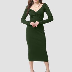 CareDone Long Sleeves Bodycon Midi Dress-picture-11