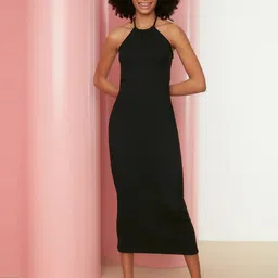 Trendyol Ribbed Halter Neck Sheath Midi Dress-83