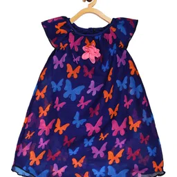Creative Kids Blue Floral Layered A-Line Dress-picture-55